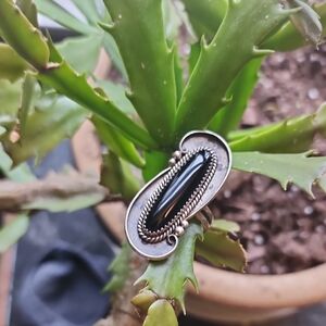 Native American Black Onyx Adjustable Ring